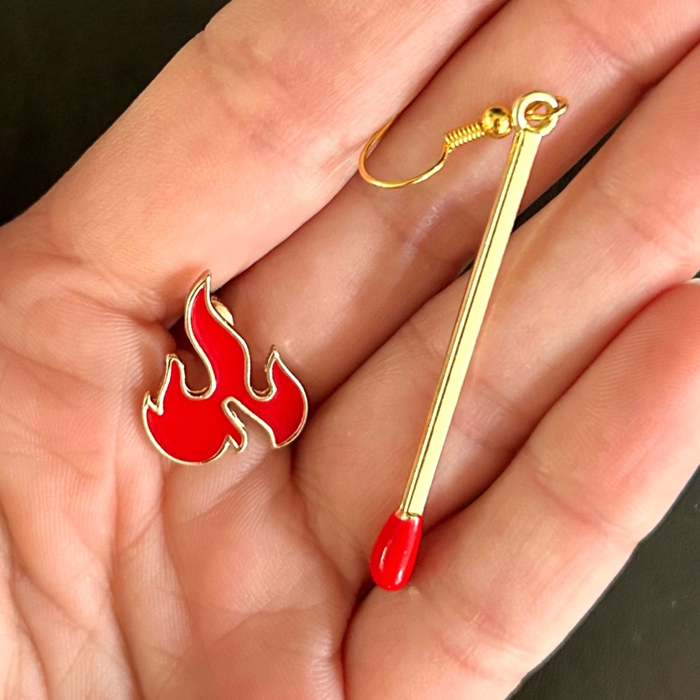 Asymmetrical Enamelled Earrings